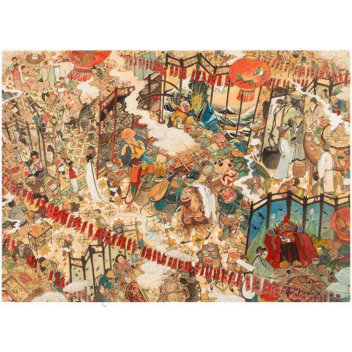 皇小小人间烟火水墨画客厅玄关电表箱沙发墙餐厅装饰画横画