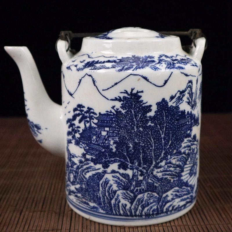 厂家工艺品粉彩瓷器杂件做旧山水图酒壶水壶家居客厅摆饰