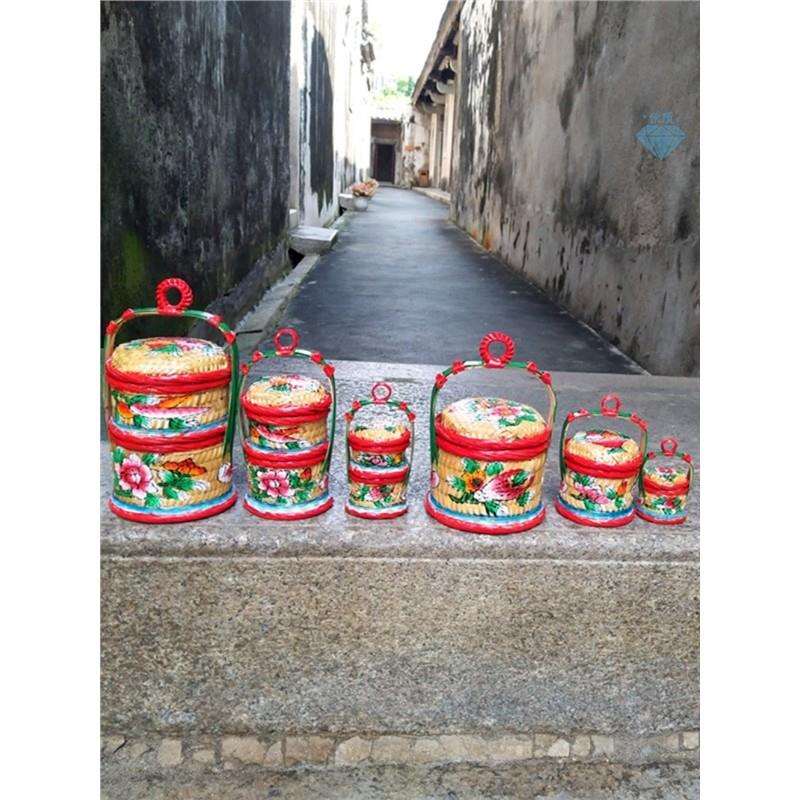 潮汕迷你小花篮潮州手绘花篮仔传统手工编织春盛仔潮州竹编竹篮子图片