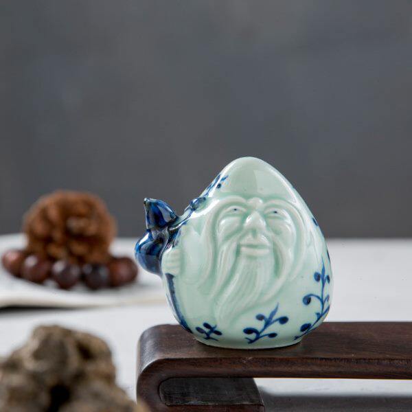 仿古瓷器 复古民国风格 青花寿星水滴 文房用品 古董古玩摆件