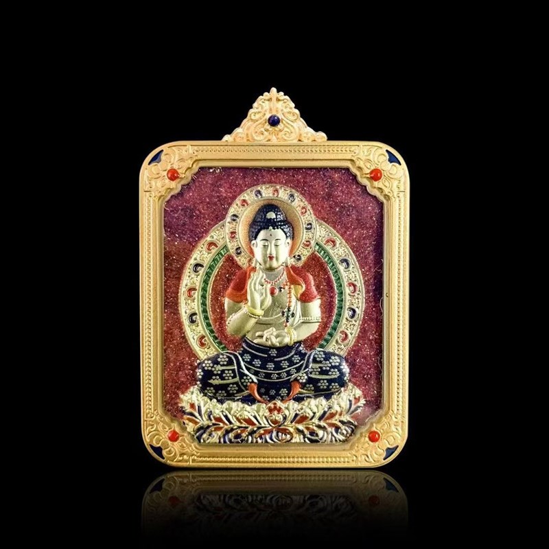 保真朱砂唐卡真品双面浮雕八大守护神I十二生肖本命佛精致吊坠