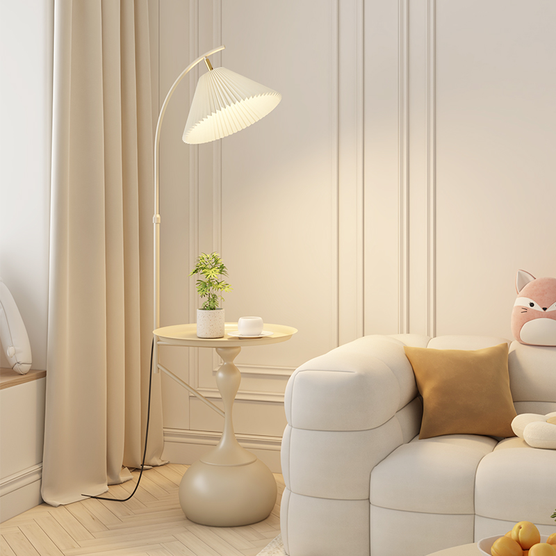 茶几落地灯客厅沙发边艺术卧室床头法式侘寂奶油风U高级感置物台