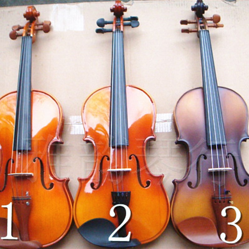 高档全实木枫木小提琴/初学者手工考级嵌线 虎纹N1/10/16配送全套