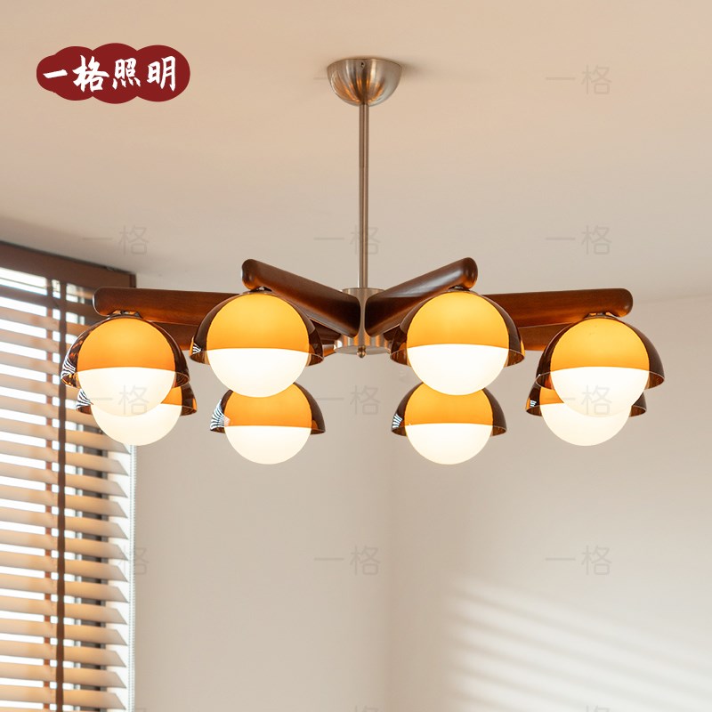 中古风吊灯客厅灯法式复古卧室灯具实木客厅吊灯大厅主灯2Z025新