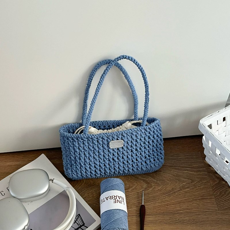 钩毛线的鱼女士 k薄荷曼波/水洗牛仔蓝法棍包(材料包非成品)