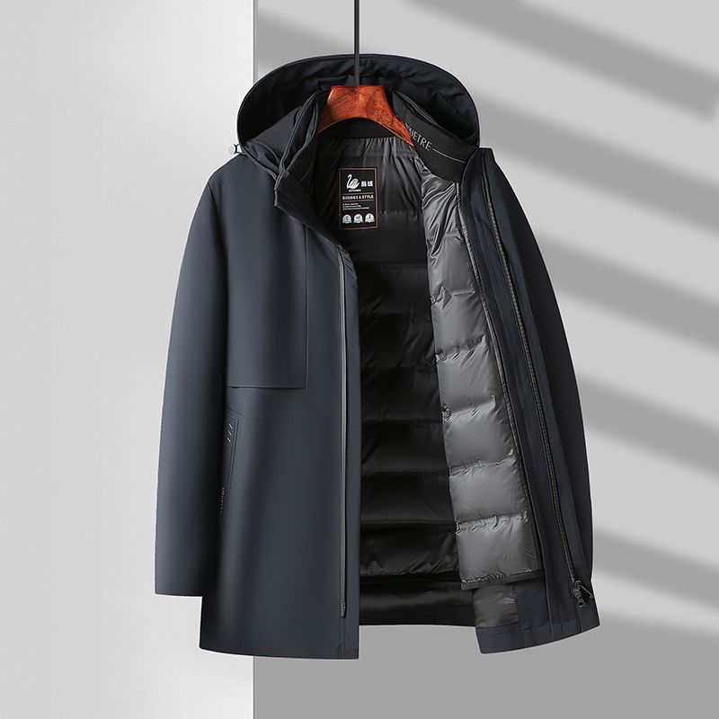 主推新款羽绒服男装可脱卸内胆中长款90新国标白鹅绒加厚冬装外