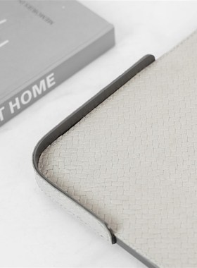 新品极简灰米色高端皮革金属几何编织纹理托盘样板房客厅茶几桌面