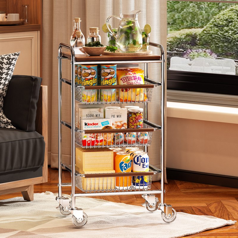 中古边几小推车现代简约沙发边几多层可抽拉零食收纳架水杯置物架