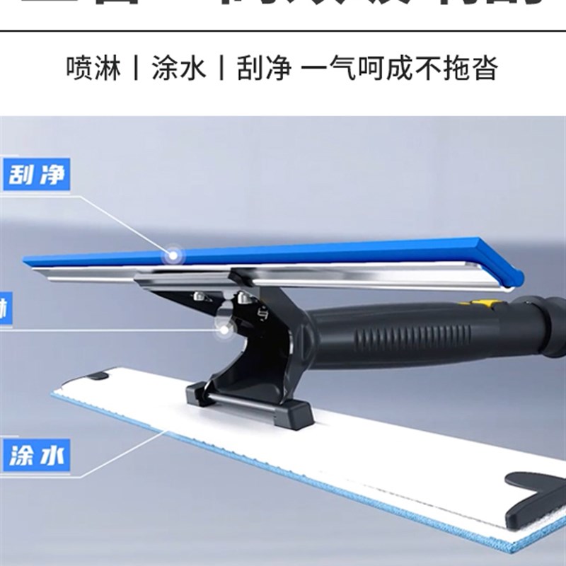 高空玻璃幕墙清洗机碳纤维杆6米喷水刷门头广告招牌外墙清洁3合一