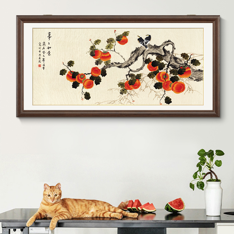 电表箱装饰画大尺寸开关电闸新中式实木上翻遮挡箱配电箱空箱挂画