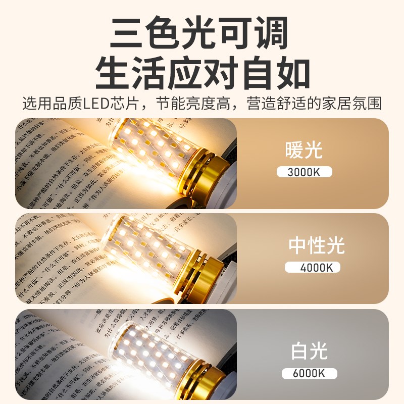 LED灯泡全光谱玉米灯家用e27螺纹e14螺口超亮节能灯护眼吊灯灯泡