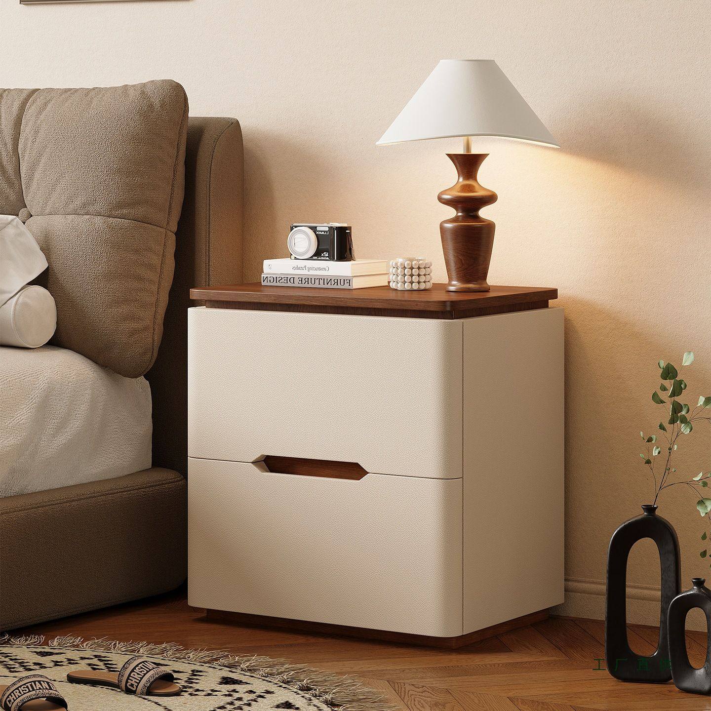 床头柜实木2025新款小型简约现代家用卧室中古奶油风收纳柜免安装,住宅家具,床头柜,淘宝优惠券,粉丝福利购,淘宝优惠卷