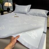 A类高端提花冰丝凉席三件套夏天2025新款 可机洗折叠软席空调席子