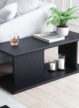 北欧黑色沙发边几侧边柜简约现代设计师创意客厅原木实木沙发边柜