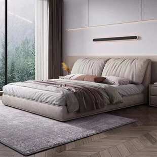 意式大象耳朵科技绒布床现代简约大小户型主卧床布艺床家用布艺床