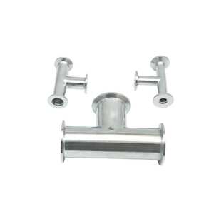 KF真空等径三通304不锈钢快装管接头16法兰25密封圈40盲板50