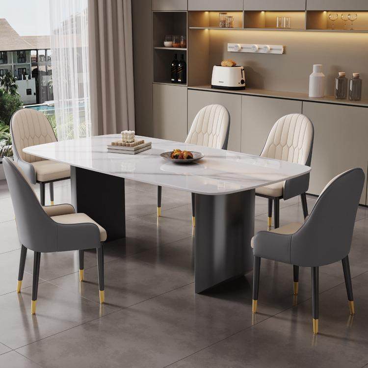 意式现代亮光岩板茶台简约办公室泡茶长方形家用茶桌一体西式餐桌