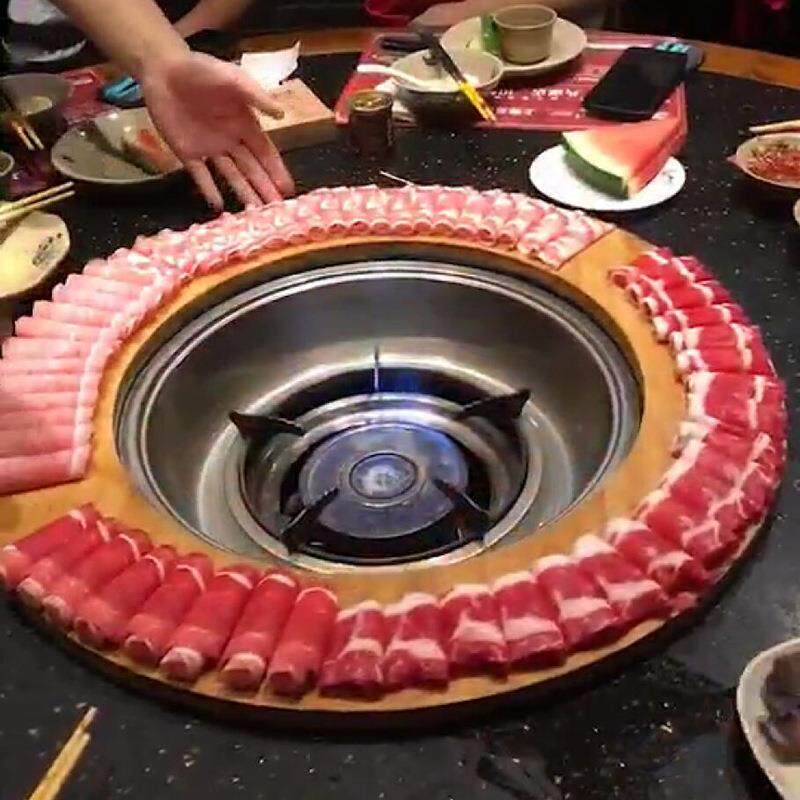 火锅店创意圆形餐具羊大爷圆板木板涮牛羊肉特色菜牛肉羊肉卷木板