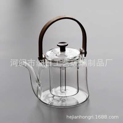 日式家用玻璃提梁壶耐高温电陶炉大号蒸茶煮茶壶透明加厚泡花茶壶