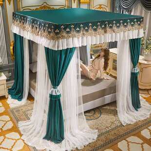 双层加高加密三开门宫廷蚊帐加厚加粗不锈钢支架公主风蚊帐