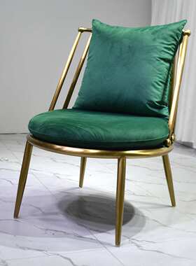 单人沙发椅单椅时尚轻奢现代绿色不锈钢阳台高级懒人简约椅子休闲