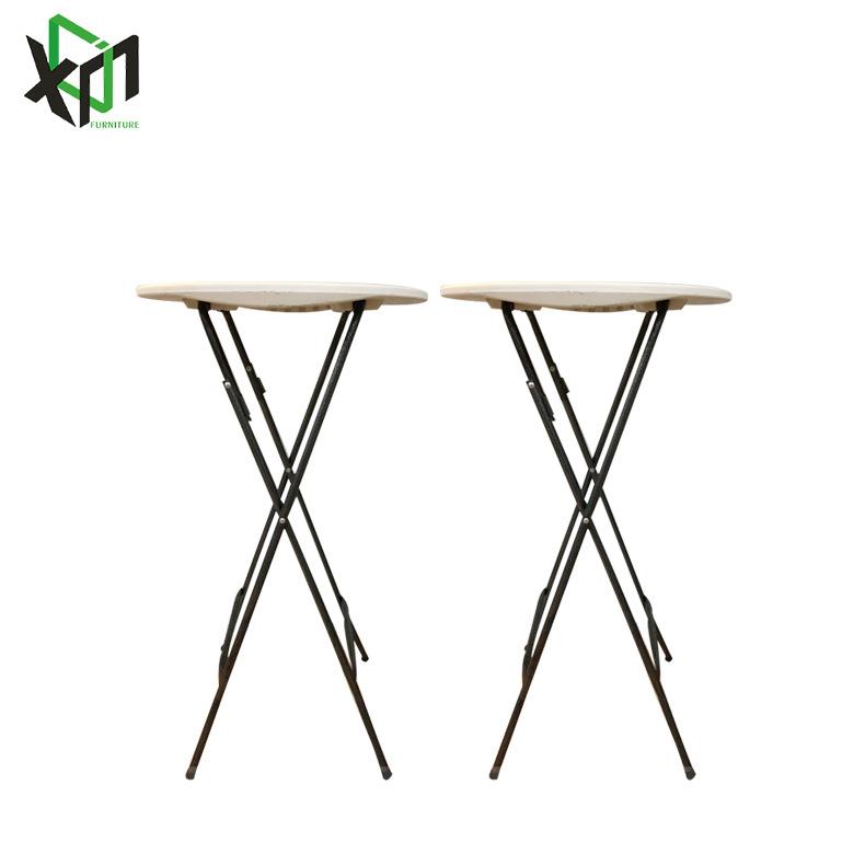 户外便携折叠桌折叠小圆桌圆形吧台80直径中空吹塑酒吧桌