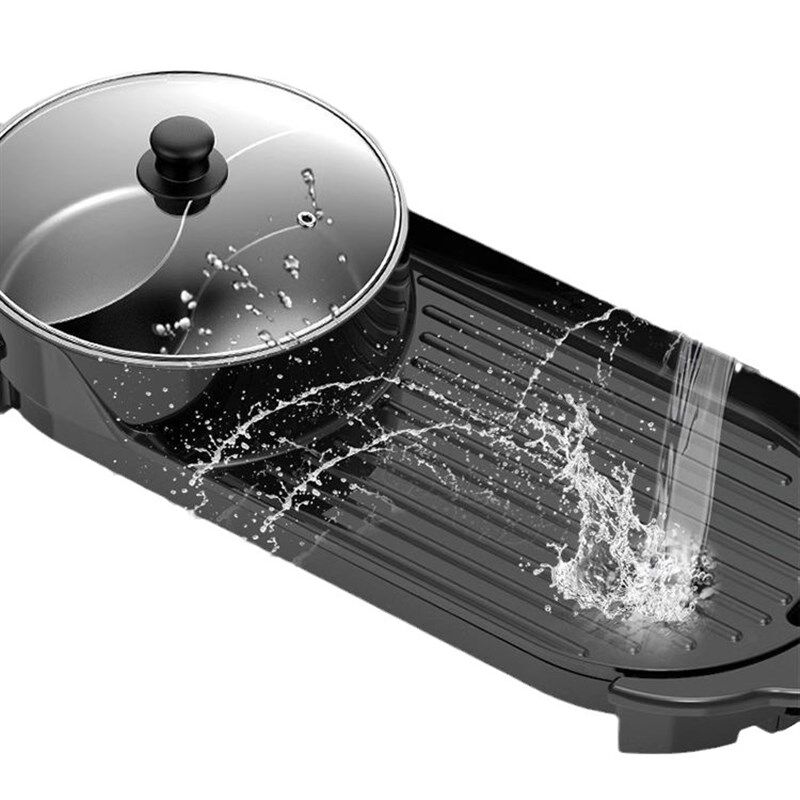 韩式电烧烤炉火锅烧烤一t体锅家用涮烤多功能无烟不粘烤肉盘电烤