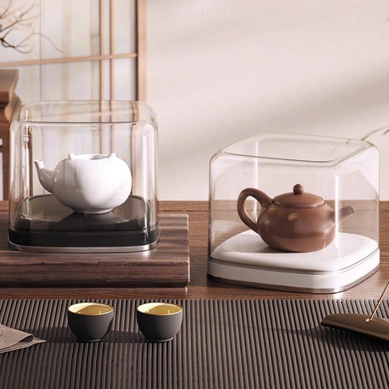 透明防尘茶杯收纳盒带盖桌面茶具紫砂壶整理泡茶盖碗功夫茶置物架