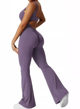 YEOREO Women Sleeveless Flare Jumpsuits Sexy Backless Tank T