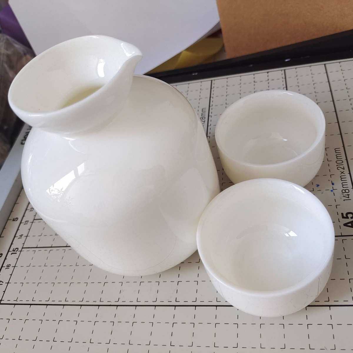 羊脂玉酒壶酒器高温小号汾酒酒具一壶二杯配件酒杯陶瓷玉瓷白瓷