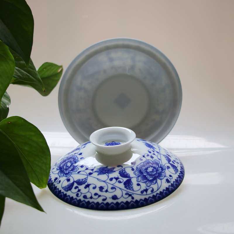 秋冬餐具陶瓷套装高白中式青花圆形和合器釉下彩带盖碗四菜一汤碗