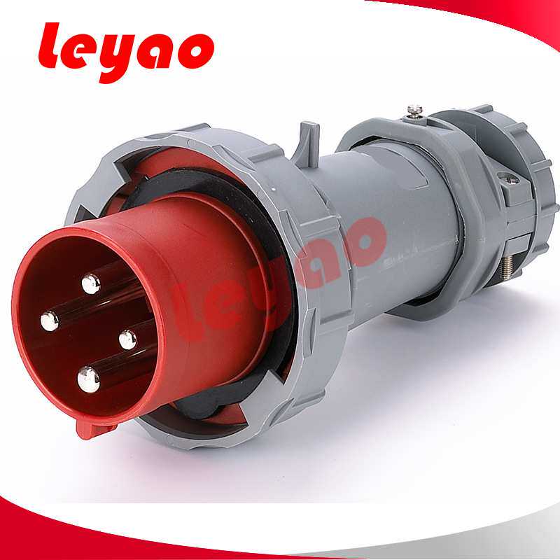 工业插头防水防尘防雨插头6402 4P63A IP67四孔明装380V工业插头