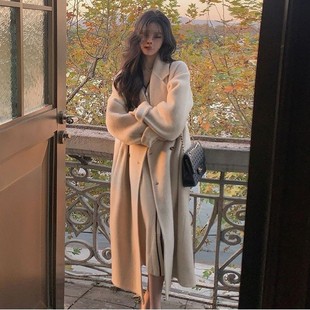 双面绒毛呢大衣女中长款冬季气质感羽绒服内胆加厚小个子外套