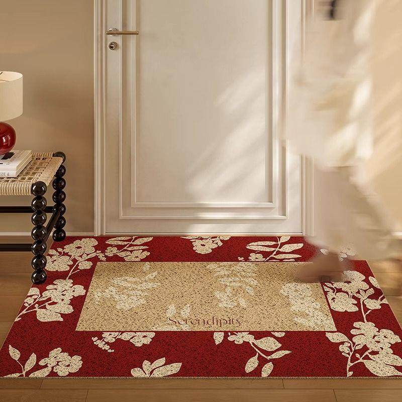 繁花红色新年氛围感丝圈地垫入户门垫进门除尘蹭土防滑脚垫玄关垫,家庭/个人清洁工具,地垫,淘宝优惠券,粉丝福利购,淘宝优惠卷
