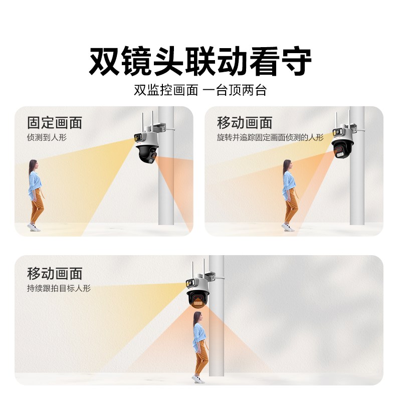 荣耀亲选双摄像头监控器家用门口360度无死角室户外防水全彩夜视