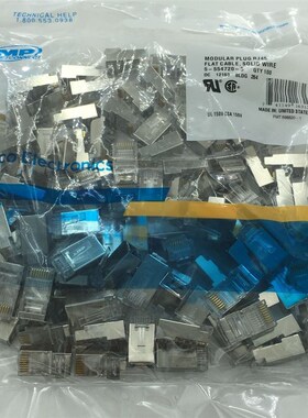 适用安普AMPRJ45超五类屏蔽水晶头CAT5E网络线接头镀金8P8C水晶头