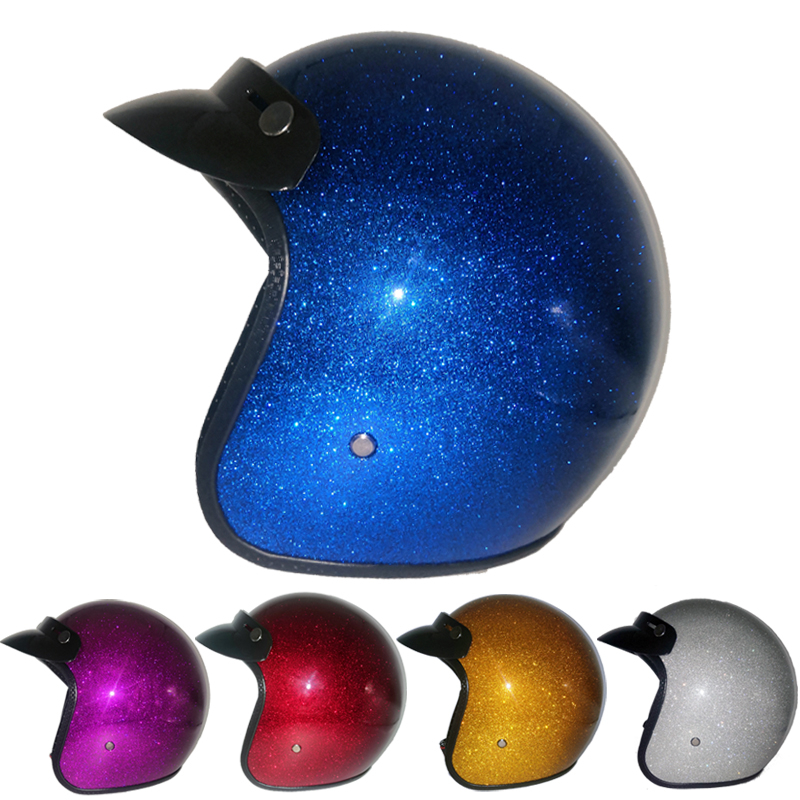 摩托车复古头盔 DOT认证时尚男女个性哈雷机车小盔体糖果紫色半盔