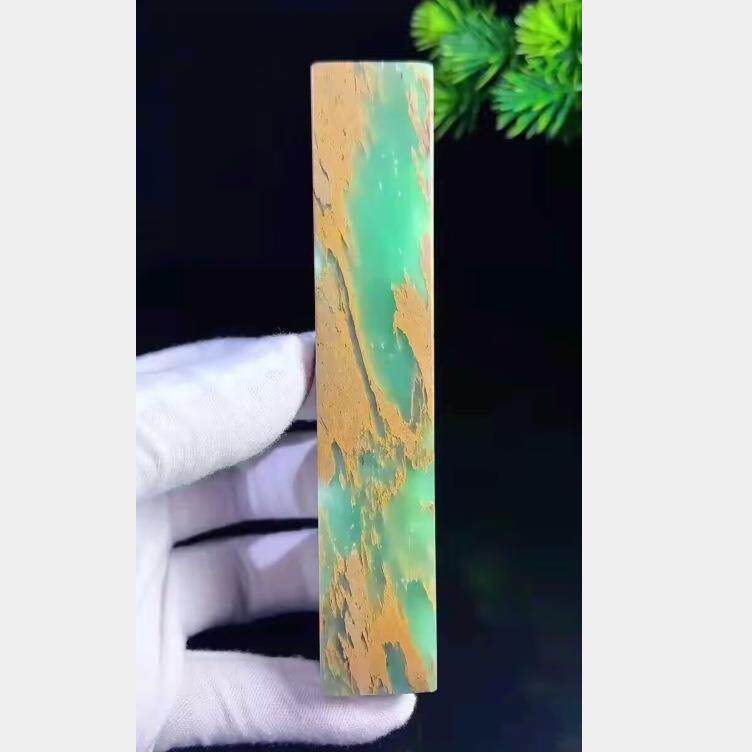 四川雅安绿印章素章2.5*2.4*12.6CM翠绿金石篆刻书画收藏送礼配盒