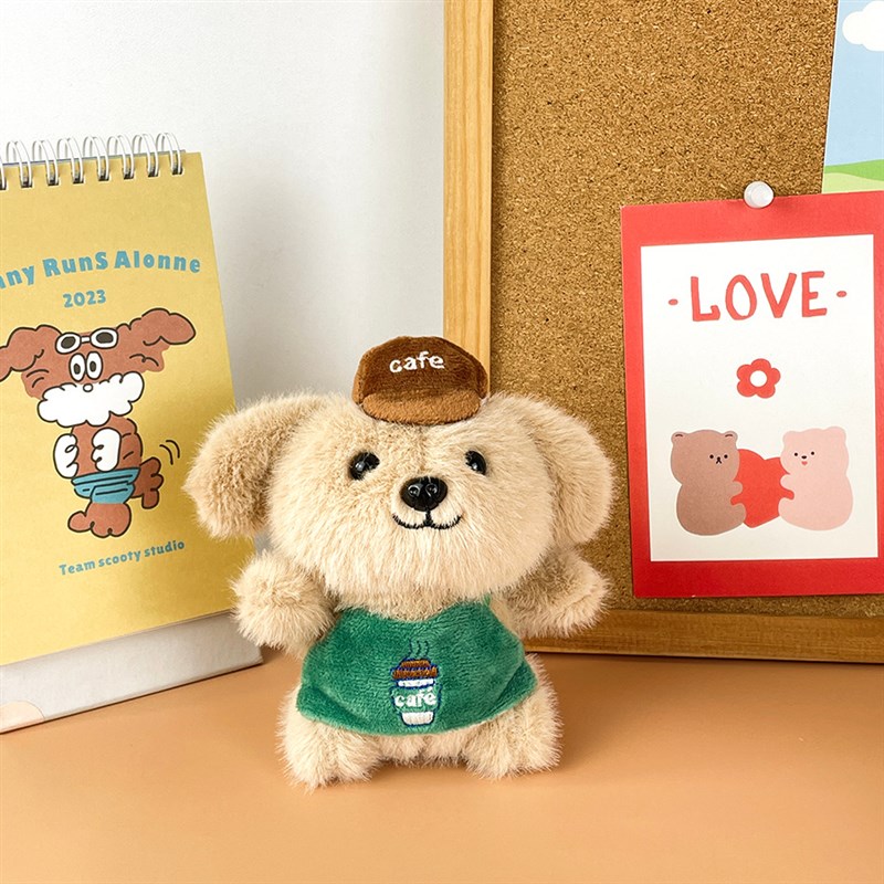 网红可爱萌职业小狗毛绒挂件创z意咖啡师厨师动物公仔肚兜狗钥匙