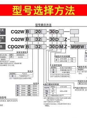 SMC薄型气缸CQ2LC/CDQ2LC12/16/20/25/32/40/50/63-10-20-35-55DZ