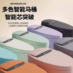 创意彩色个性家用智能马桶全自动一体式无水压限制黑色陶瓷坐便器
