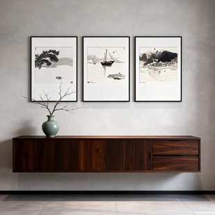 新中式客厅装饰画吴冠中餐厅书房复制画水墨江南茶室玄关过道挂画