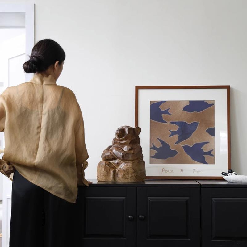 主人房燕子中古挂画法式复古餐边柜装饰画沙发后餐厅寓意好美拉德