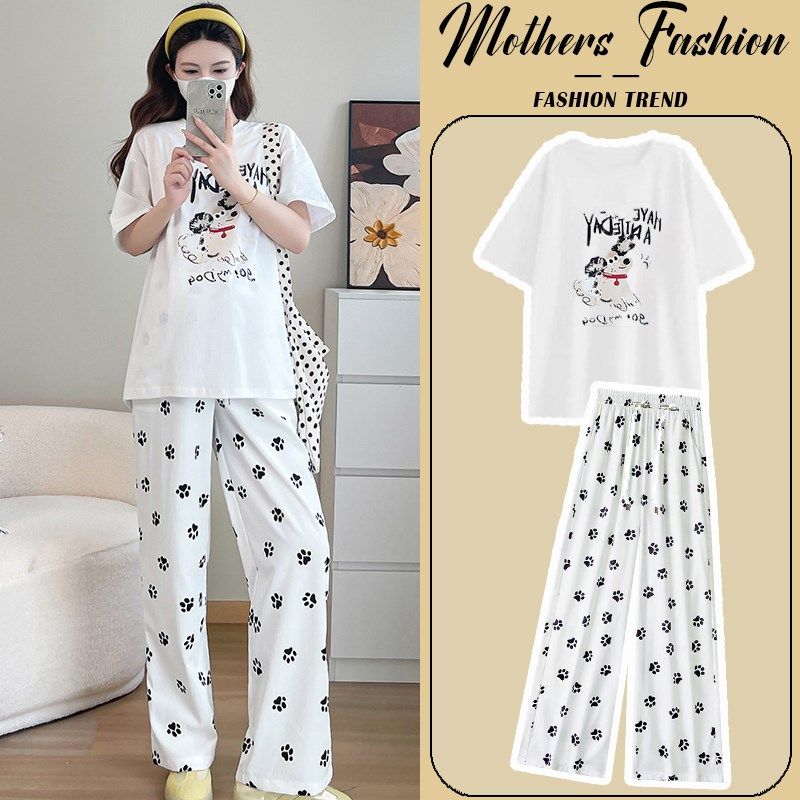 孕妇套装夏季2025新款白色减龄短袖时尚显瘦休闲上衣裤子两件套女,孕妇装/孕产妇用品/营养,连衣裙,淘宝优惠券,粉丝福利购,淘宝优惠卷