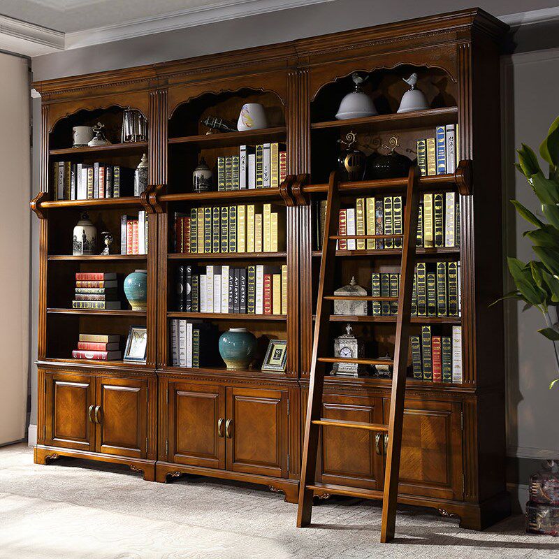美式乡村组合书柜大书柜书橱书架收纳储物柜文件柜多层实木家具房
