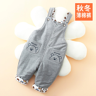 子加厚一岁小童女儿童保暖背带裤 宝宝背带棉裤 秋冬男童婴儿夹棉裤