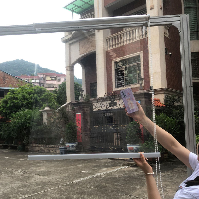 高透明卷帘防水防尘阳台挡雨手动拉珠冷气隔断大排档凉亭遮雨PVC