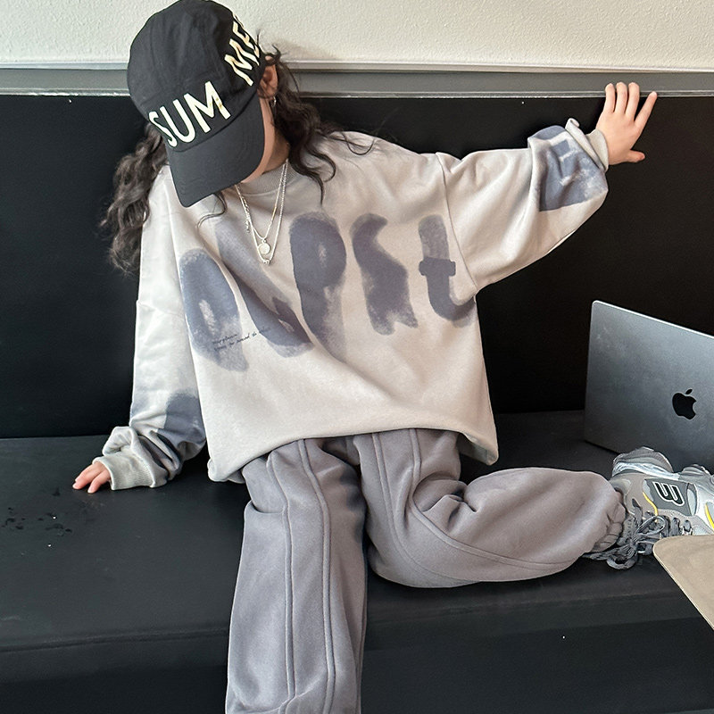 女大童休闲运动套装春秋季新款时尚洋气炸街卫衣束脚裤两件套装潮,童装/婴儿装/亲子装,套装,淘宝优惠券,粉丝福利购,淘宝优惠卷