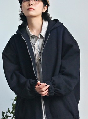 弎狸 TIP  日系连帽开衫卫衣外套男女机能黑色宽松简约休闲夹克潮