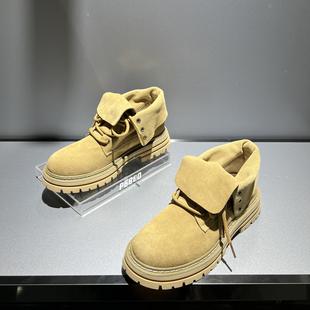 英伦风复古短筒厚底两穿靴子 新款 男士 高帮翻毛皮马丁靴2022年秋季